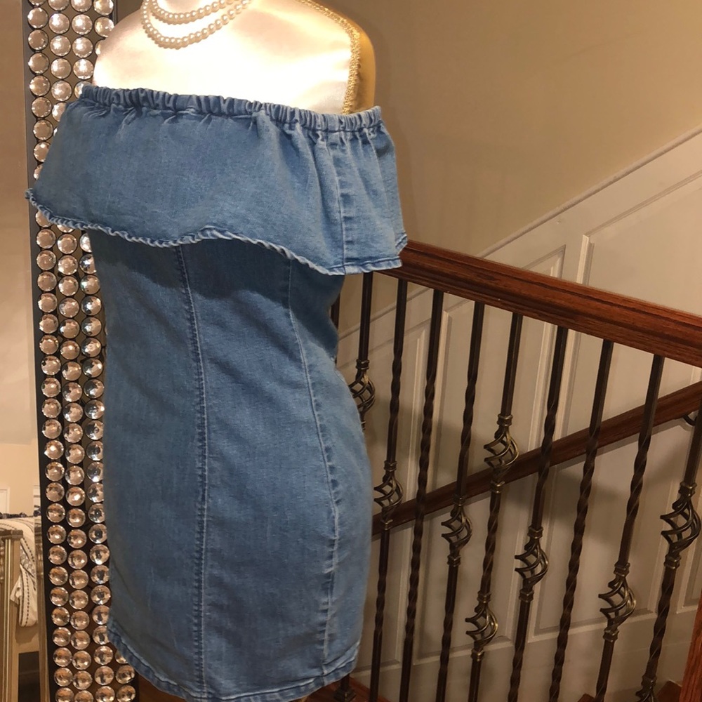 Revolve MPD Denim Ruffle Off Shoulder Dress - Picture 2 of 7